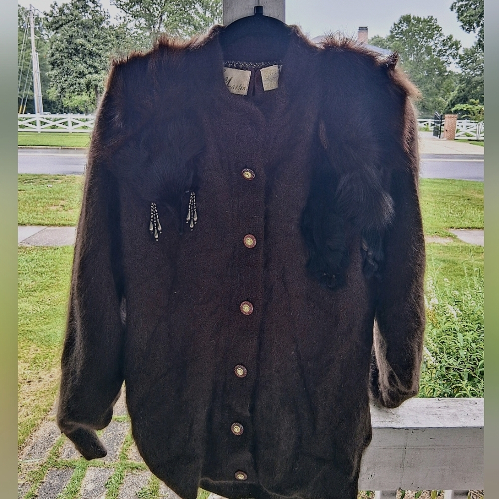 Vintage Fox Fur Sweater by Nina Austin